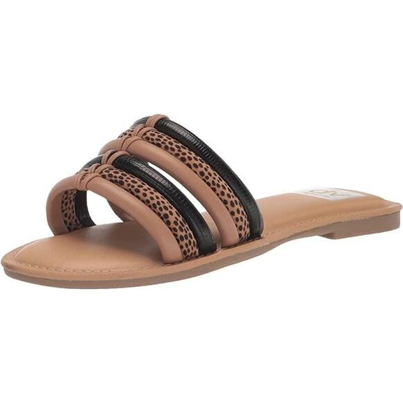 Dolce Vita Junyper Sandals 8.5 Slip On Cheetah Print Open Toe Faux Leather NEW - Picture 1 of 9